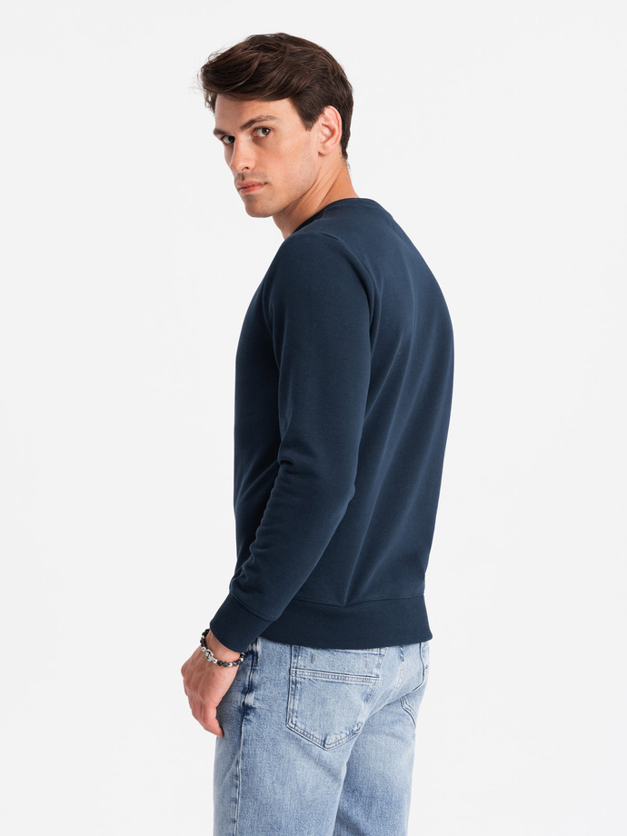 Męska nierozpinana bluza dresowa BASIC – granatowa V1 OM-SSBN-0159