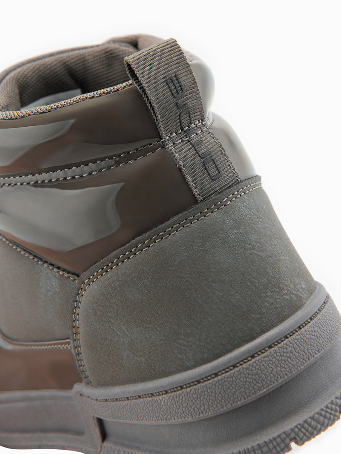 Wysokie buty męskie sneakersy z połyskującymi elementami – popielate V4 OM-FOSH-0178