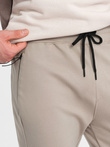 Męskie spodnie dresowe joggery na gumce z przeszyciami – popielate V1 OM-PASK-0142