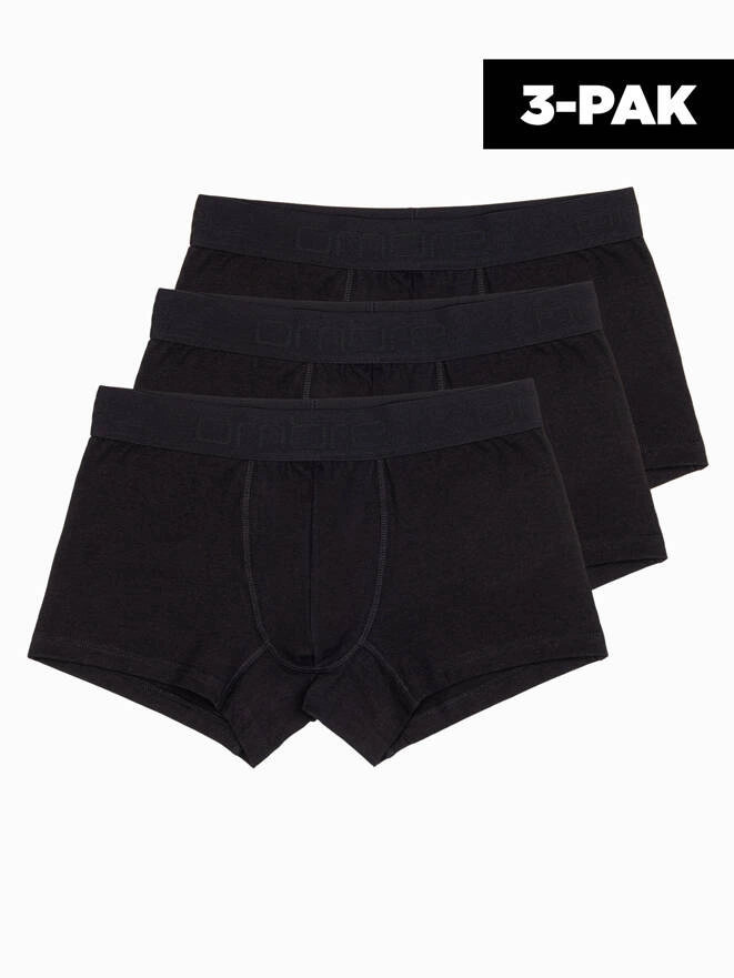 Bokserki męskie bawełniane z logowaniem - 3-pak czarne V1 OM-UNBO-0105