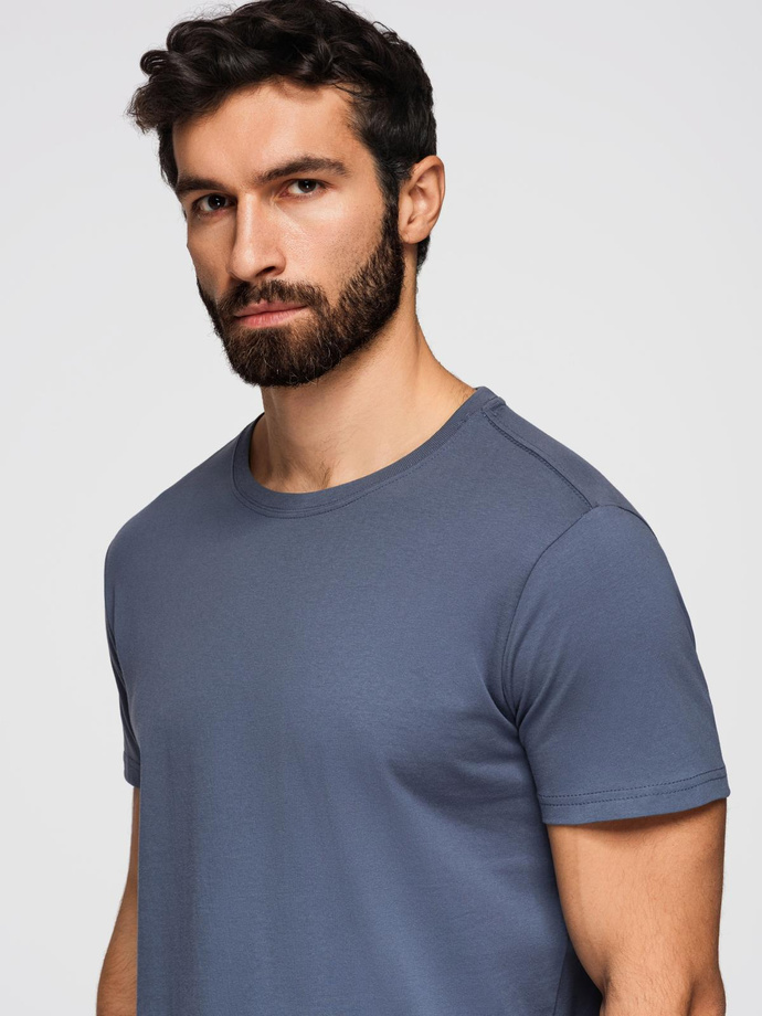 T-shirt męski klasyczny bawełniany BASIC - niebieski denim V7 OM-TSBS-0236