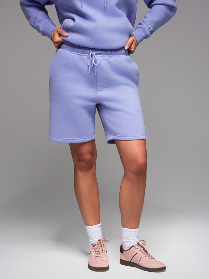 Komplet dresowy UNISEX bluza z kapturem + szorty w stylu athleisure – lawendowe V9 Z110