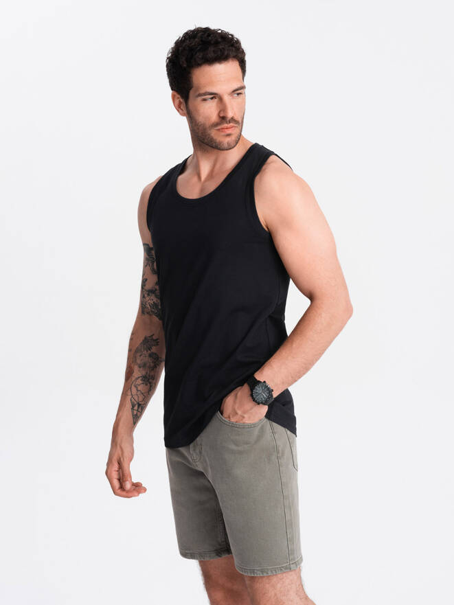 Męska bawełniana koszulka tank top BASIC – czarna V3 OM-TSBT-0192