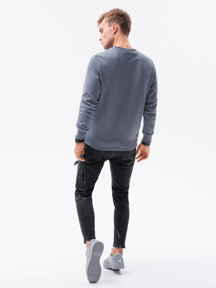 Bluza męska bez kaptura BASIC B978 - jeansowa