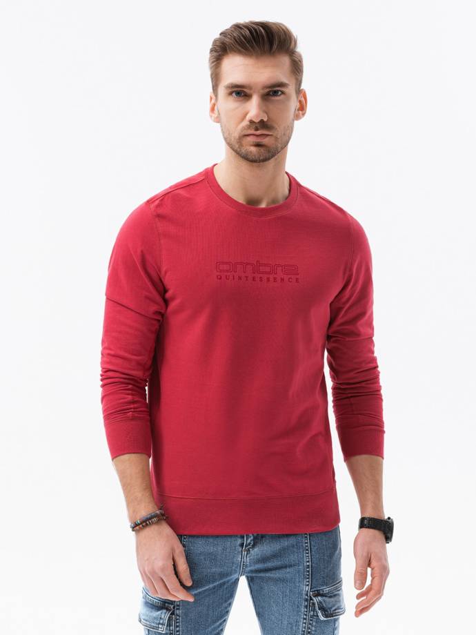 Bluza męska bez kaptura z nadrukiem - czerwona B1160