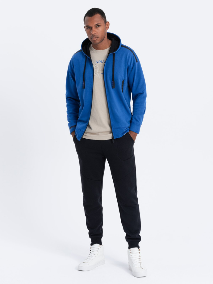 Bluza męska rozpinana z kapturem - niebieska V5 B1076