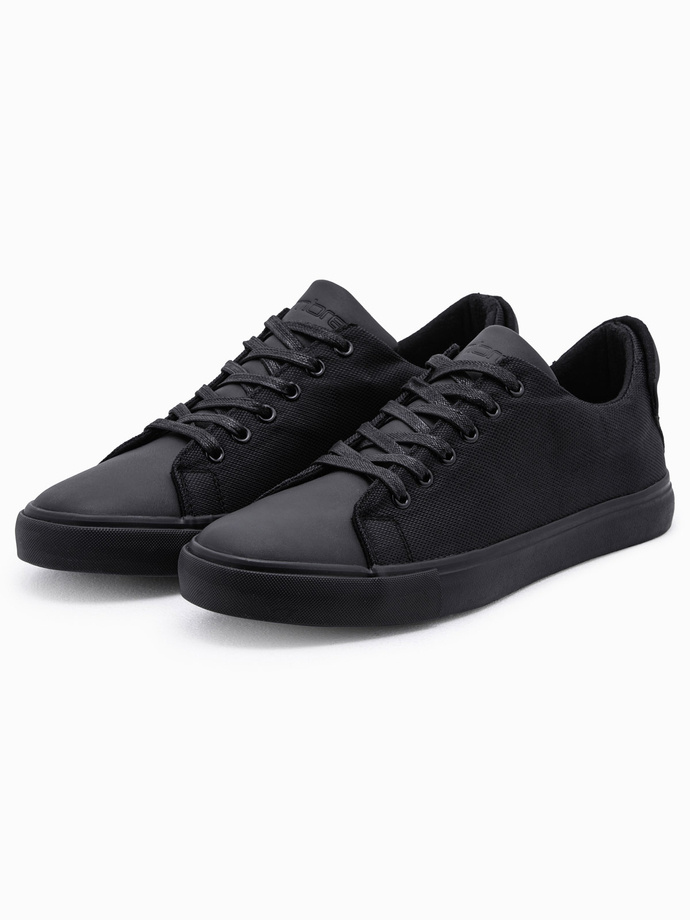 Buty męskie sneakersy BASIC z łączonych materiałów - czarne V1 OM-FOCS-0105