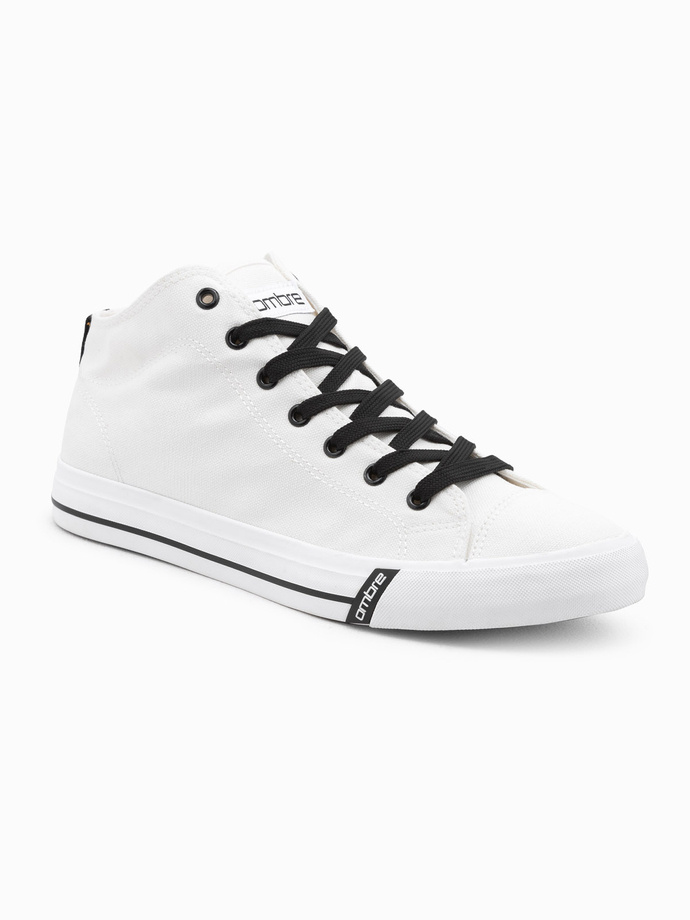Buty męskie trampki z kontrastującymi elementami - białe V1 OM-FOTH-0125