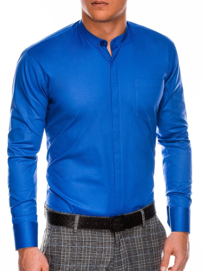 Koszula męska elegancka z długim rękawem K586 - niebieska