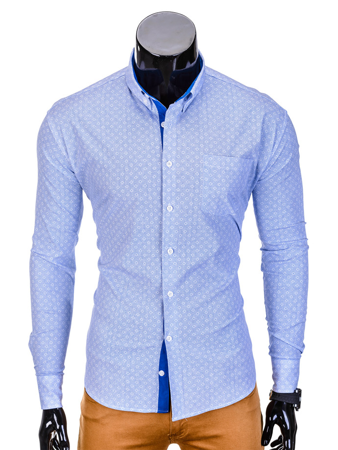 Koszula męska elegancka z długim rękawem - błękitna K388
