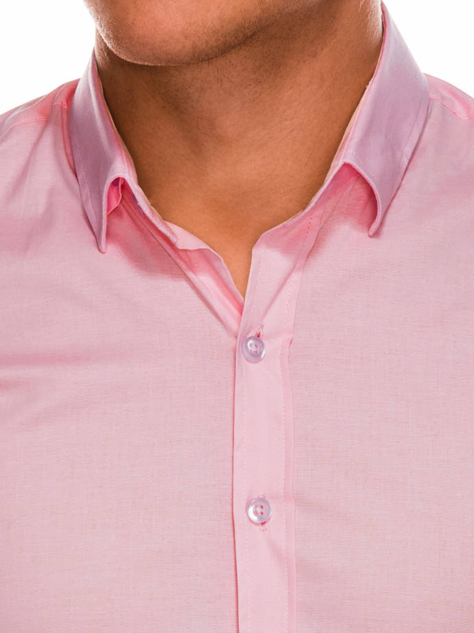 Koszula męska slim z długim rękawem K504 - różowa