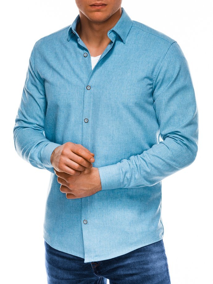 Koszula męska z długim rękawem K512 - błękitna