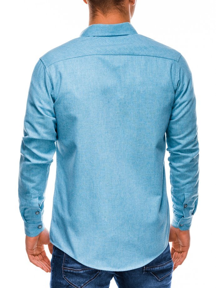 Koszula męska z długim rękawem K512 - błękitna
