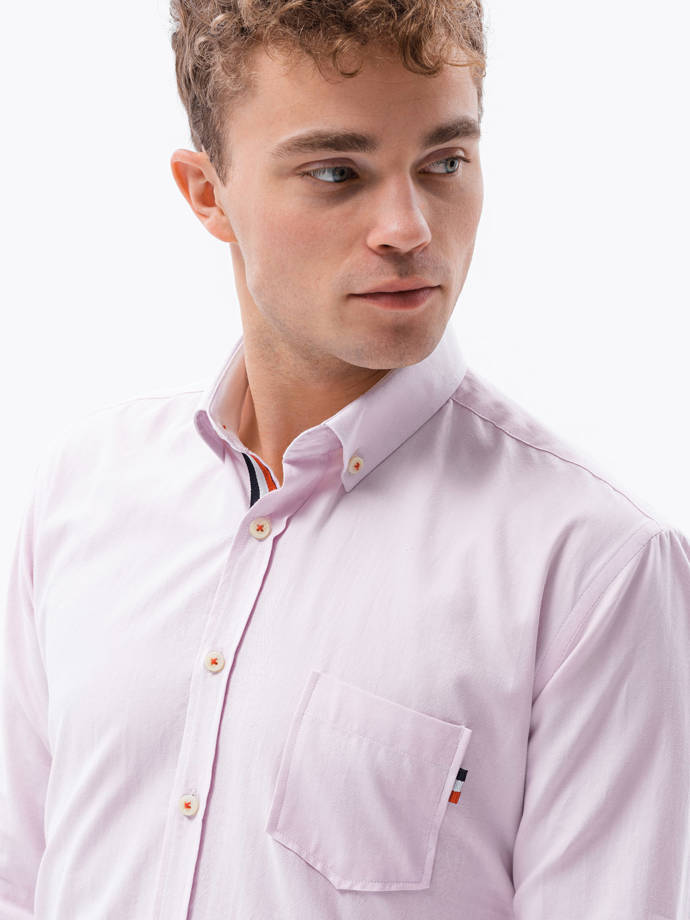 Koszula męska z długim rękawem SLIM FIT - różowa K643