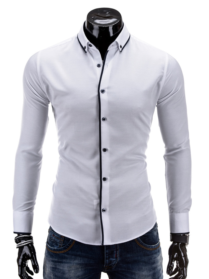 Koszula męska z długim rękawem - biała K259