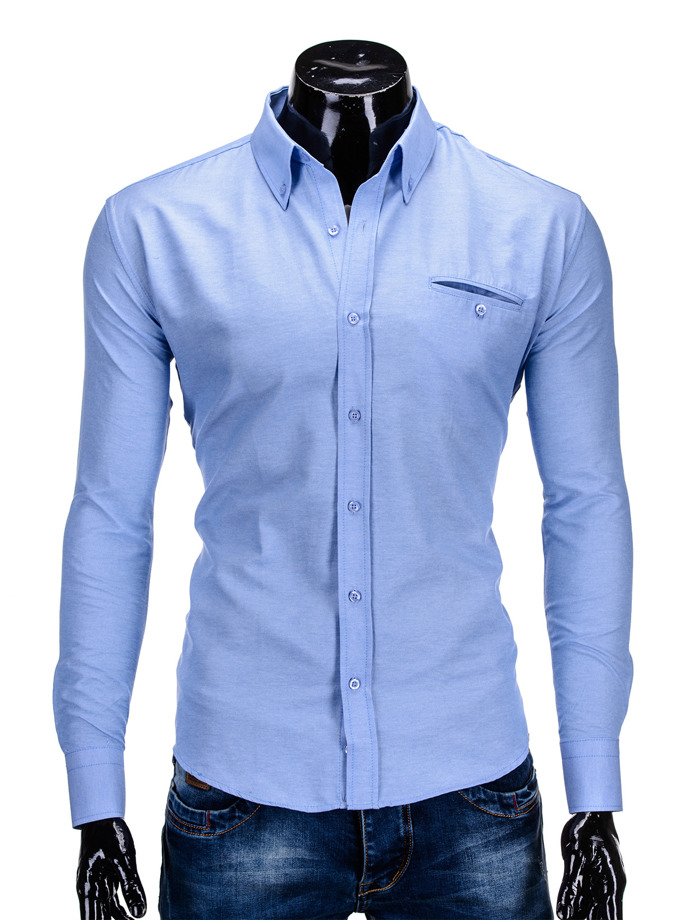 Koszula męska z długim rękawem - błękitna K298