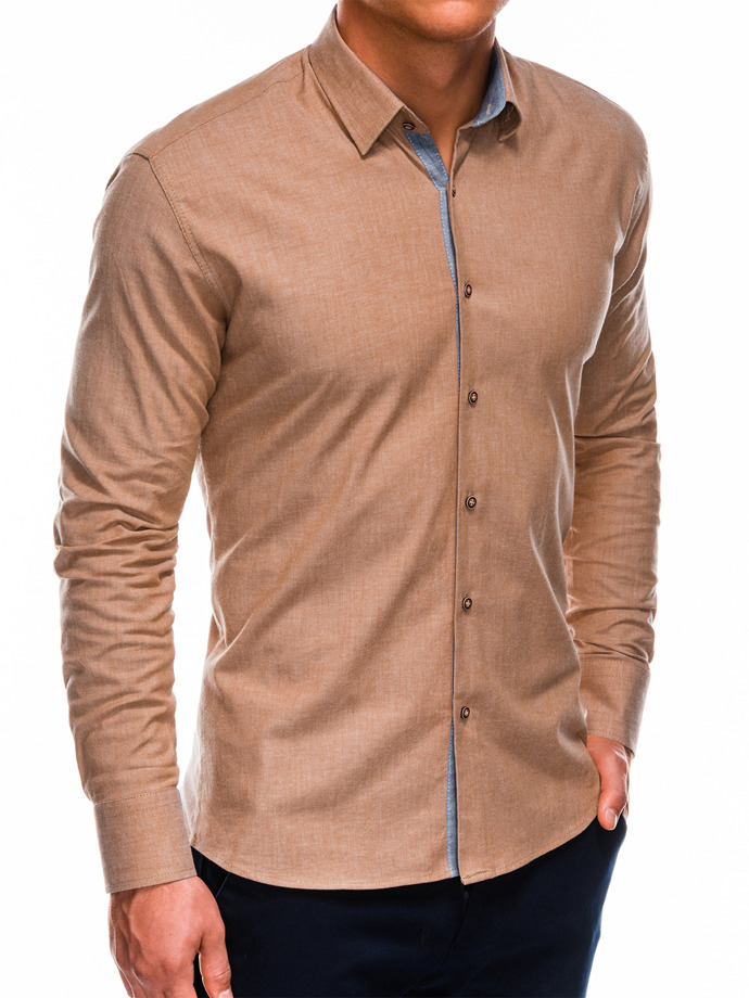 Koszula męska z długim rękawem - ruda K487