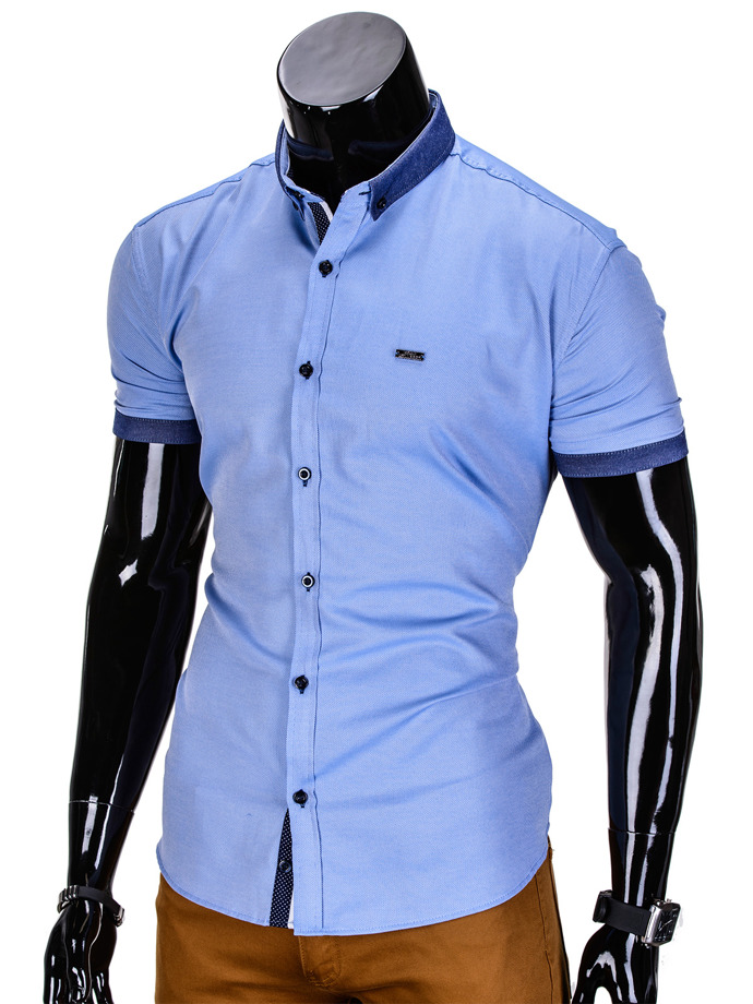 Koszula męska z krótkim rękawem K342 - niebieska