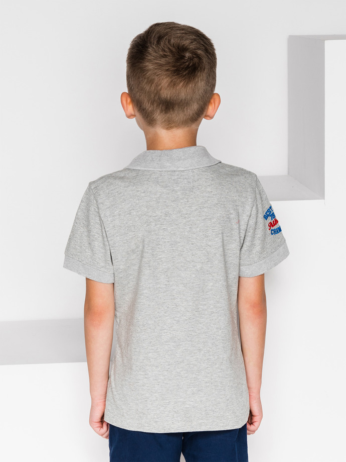 Koszulka dziecięca polo z nadrukiem KS030 - szara