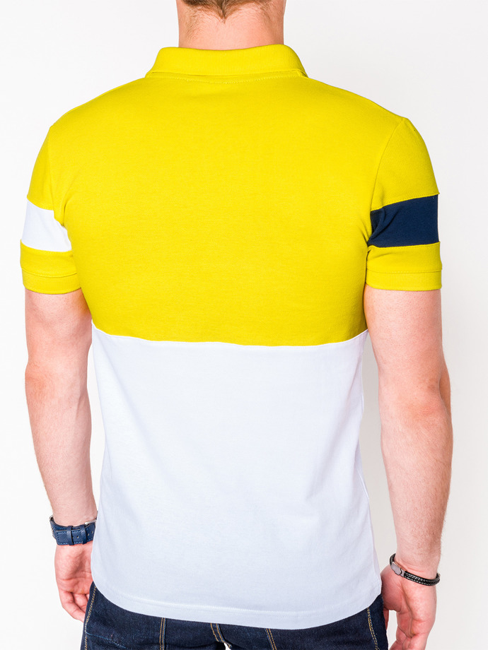 Koszulka męska polo bez nadruku S846 - żółta