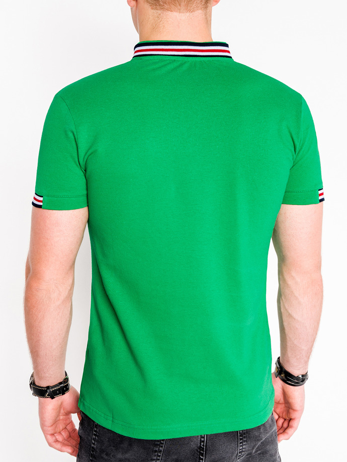 Koszulka męska polo z nadrukiem S849 - zielony