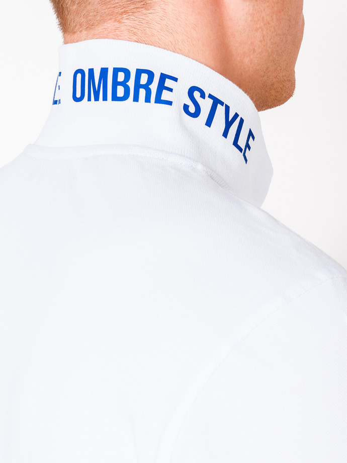 Koszulka męska polo z nadrukiem S904 - biała