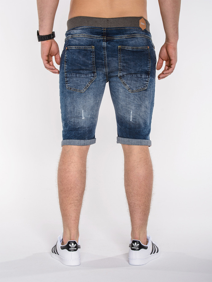 Krótkie spodenki męskie jeansowe P412 - niebieskie