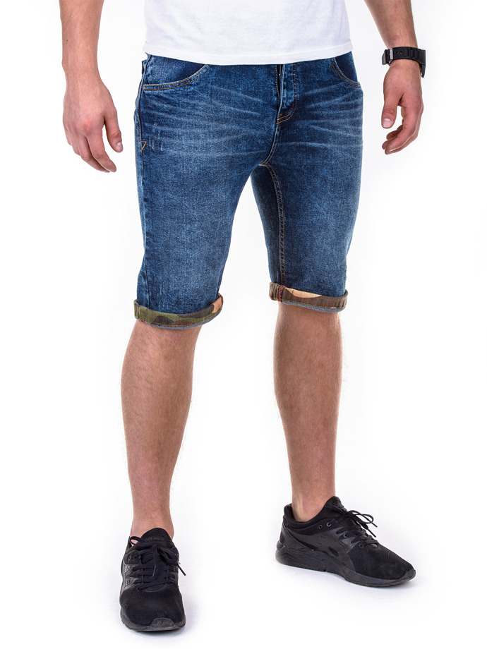 Krótkie spodenki męskie jeansowe P415 - niebieskie
