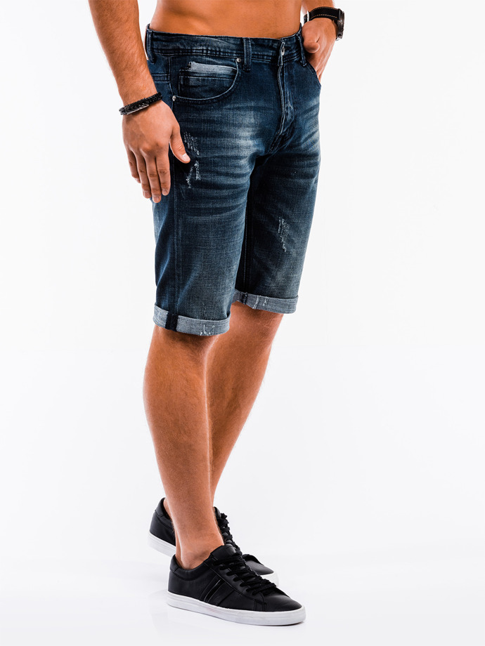 Krótkie spodenki męskie jeansowe W218 - granatowe