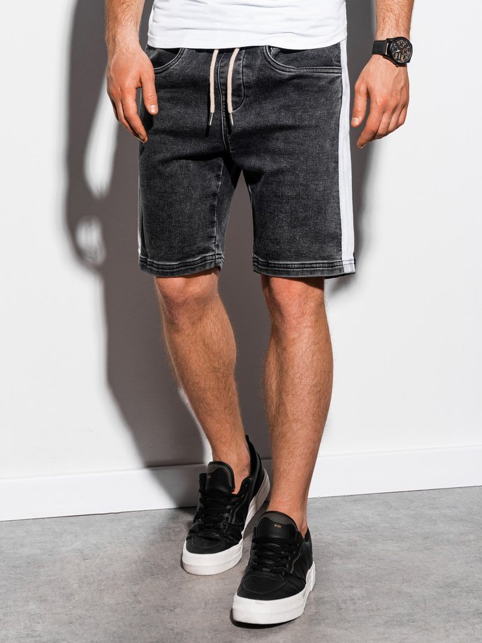 Krótkie spodenki męskie jeansowe - czarne W221