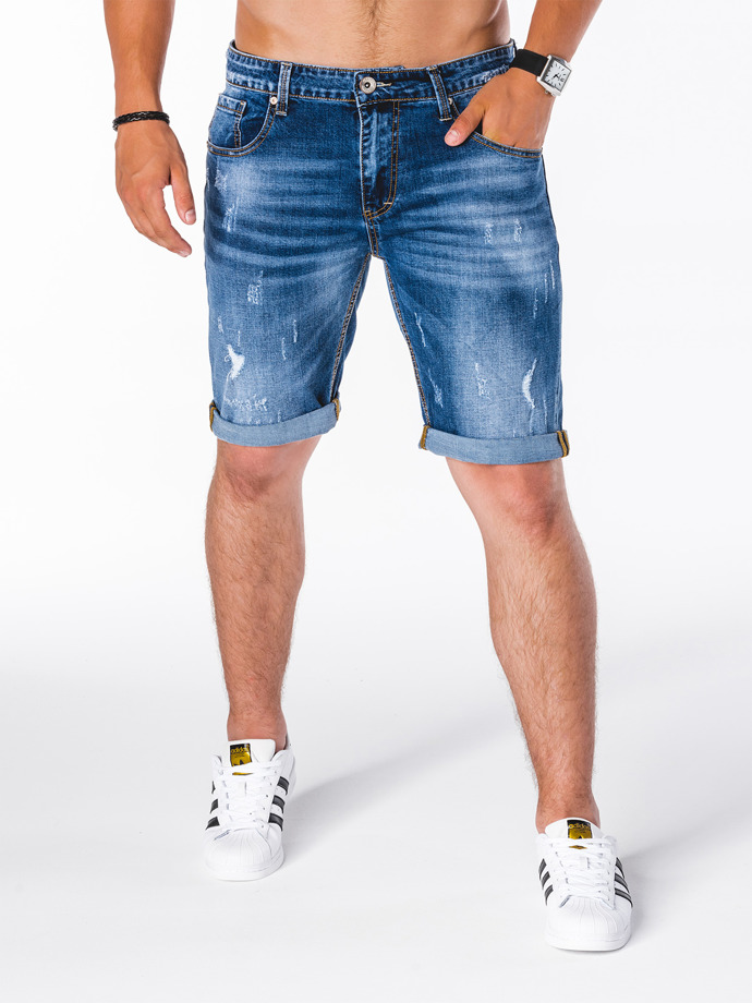 Krótkie spodenki męskie jeansowe - niebieskie W110