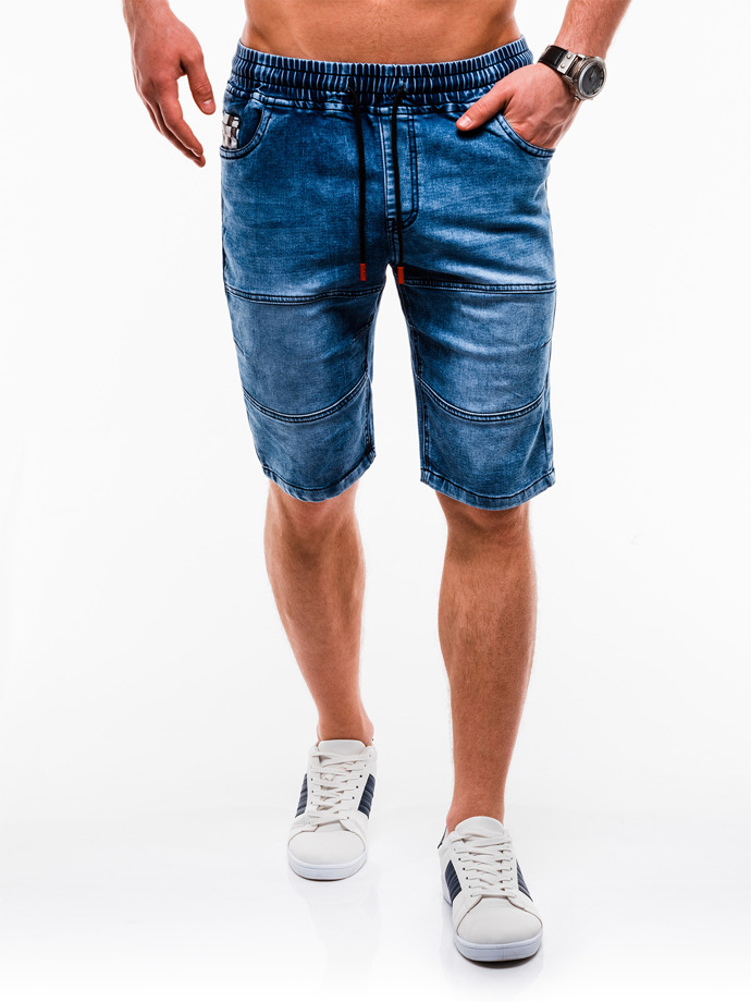 Krótkie spodenki męskie jeansowe - niebieskie W134