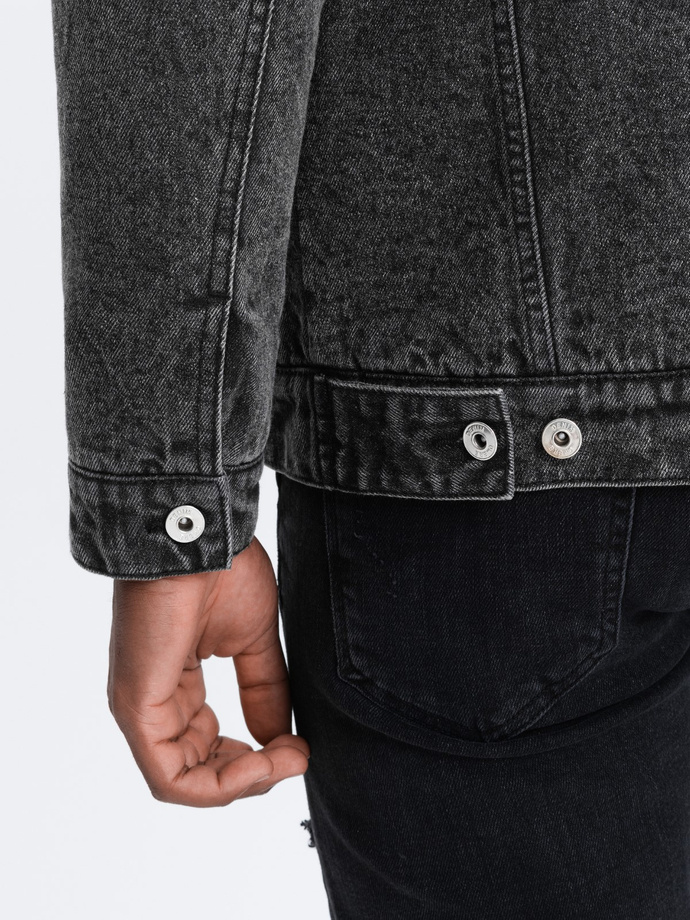 Kurtka męska jeansowa typu sherpa C523 - czarna