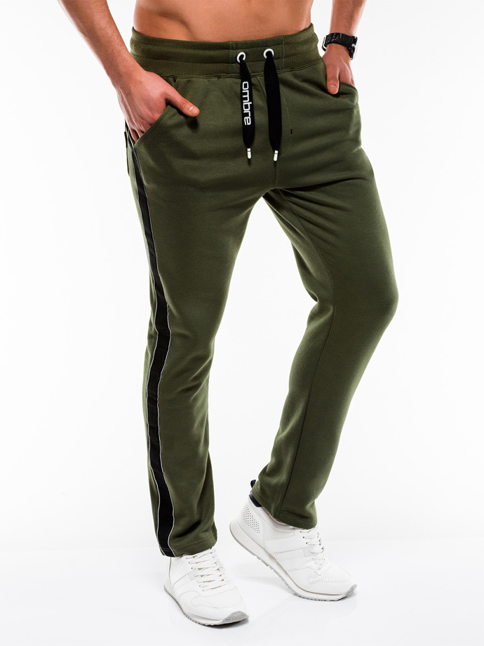 Spodnie męskie dresowe P741 - oliwkowe