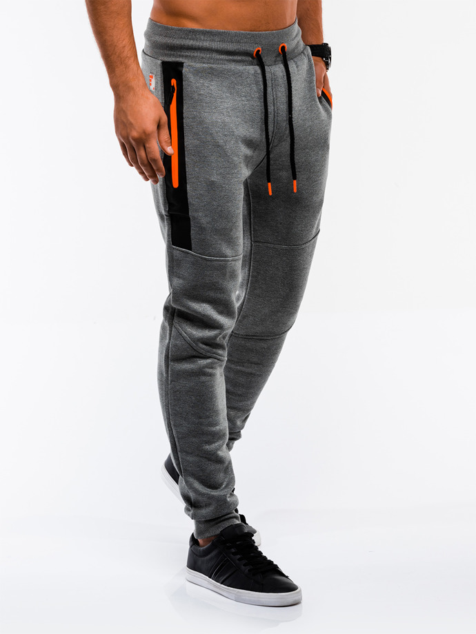 Spodnie męskie dresowe - grafitowe P657