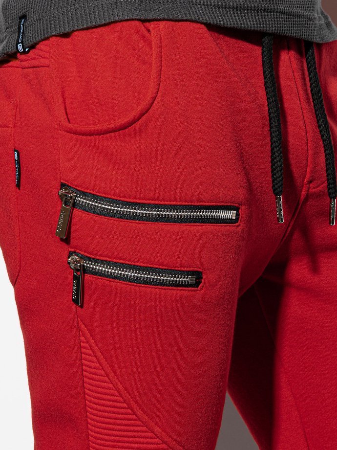 Spodnie męskie dresowe joggery P900 - czerwone
