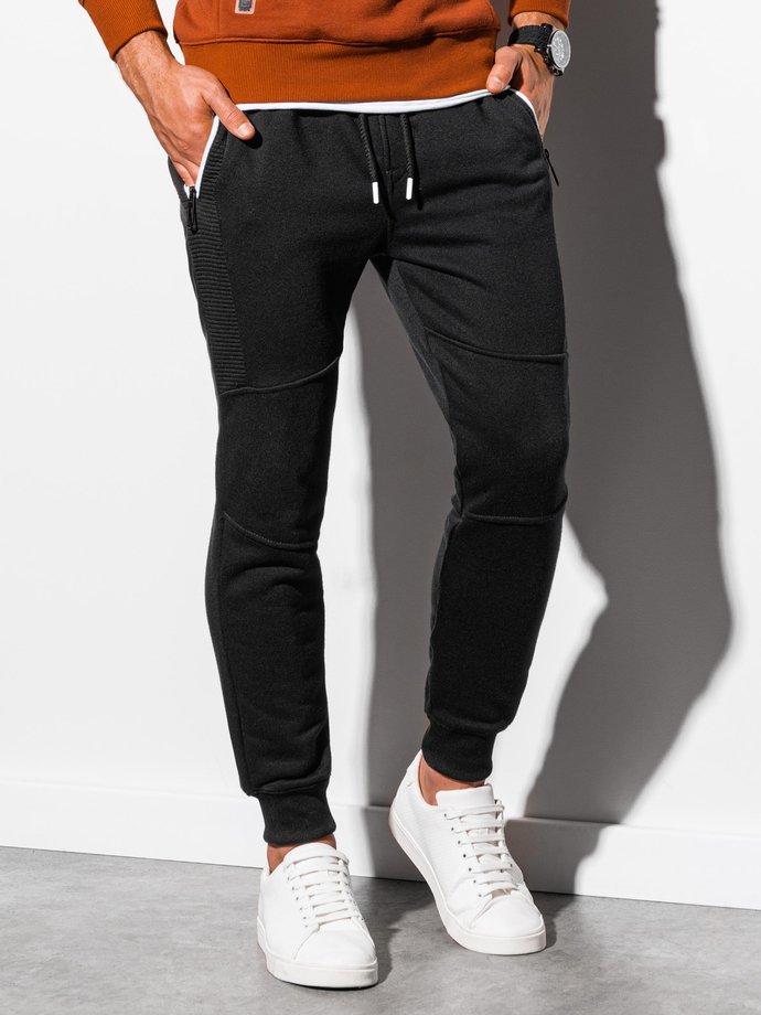 Spodnie męskie dresowe joggery - czarne P903