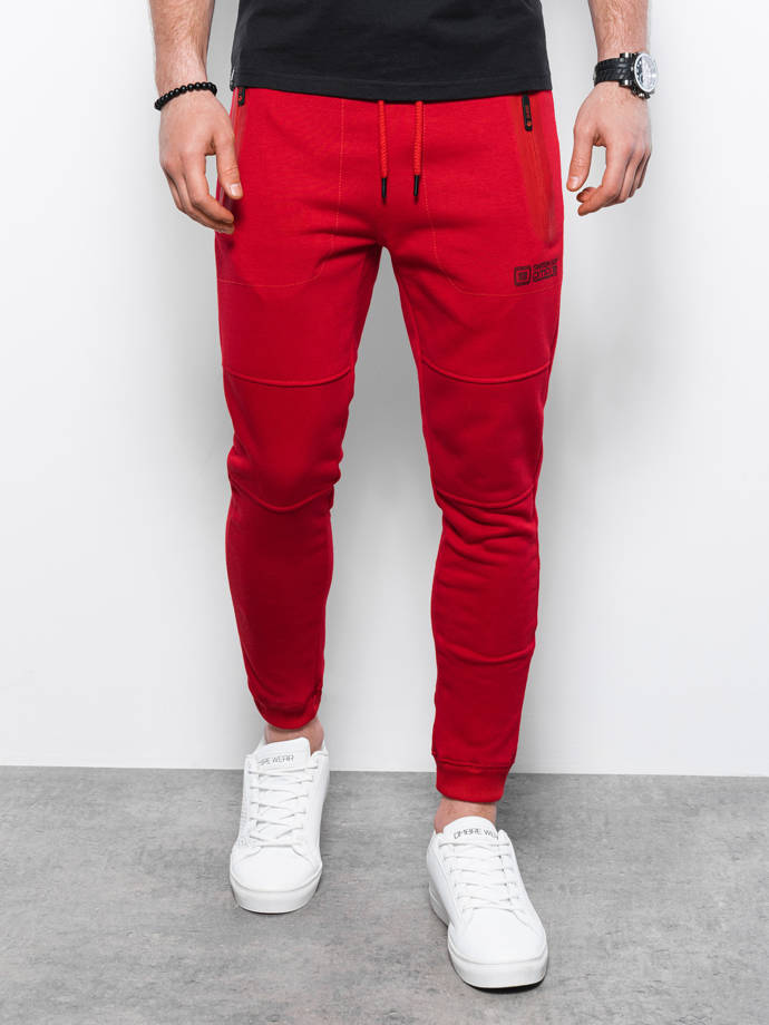 Spodnie męskie dresowe joggery - czerwone V4 P902