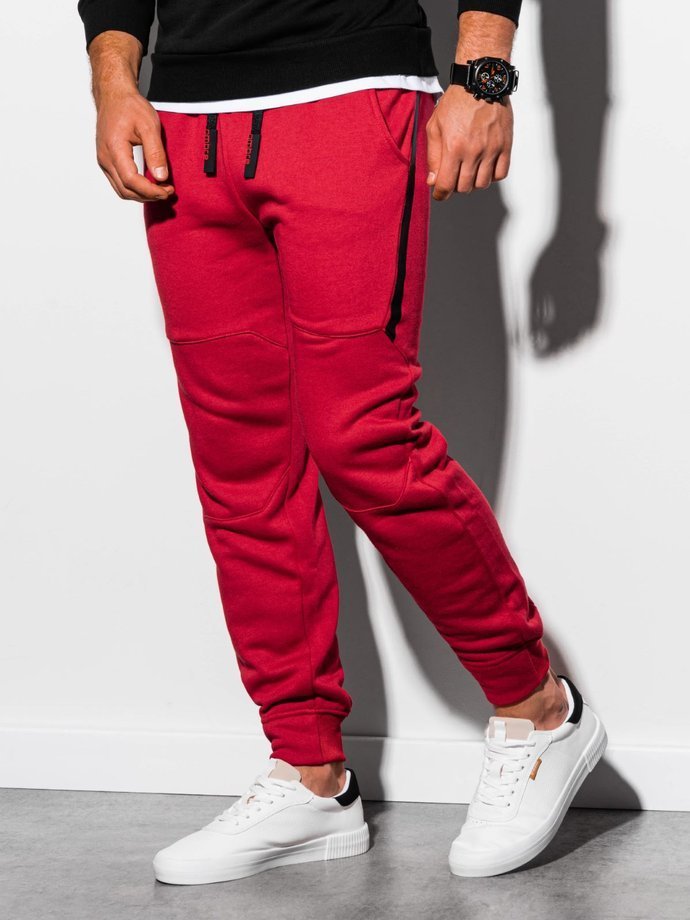 Spodnie męskie dresowe joggery - czerwone V4 P919