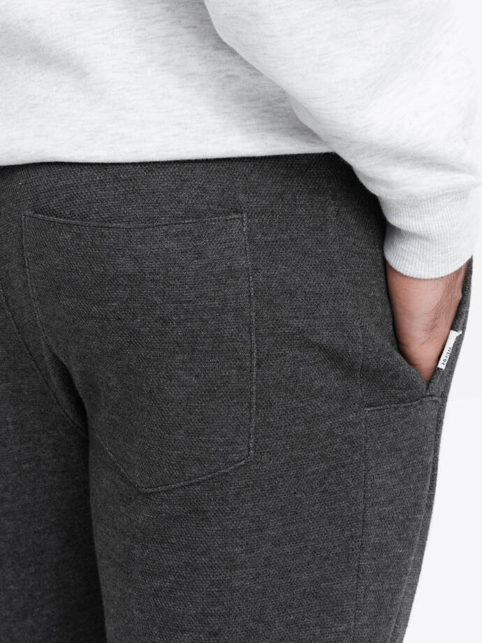 Spodnie męskie dresowe joggery - grafitowe P1036