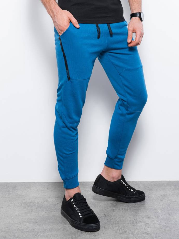 Spodnie męskie dresowe joggery - niebieskie V5 P919