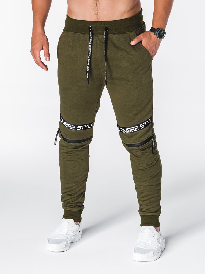Spodnie męskie dresowe - khaki P637