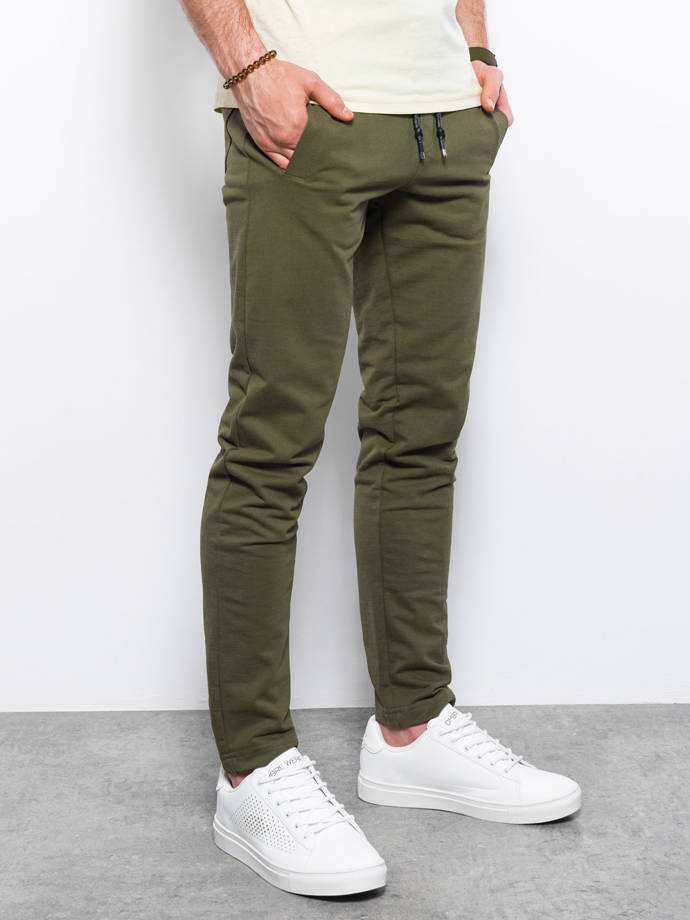 Spodnie męskie dresowe - khaki V1 P950
