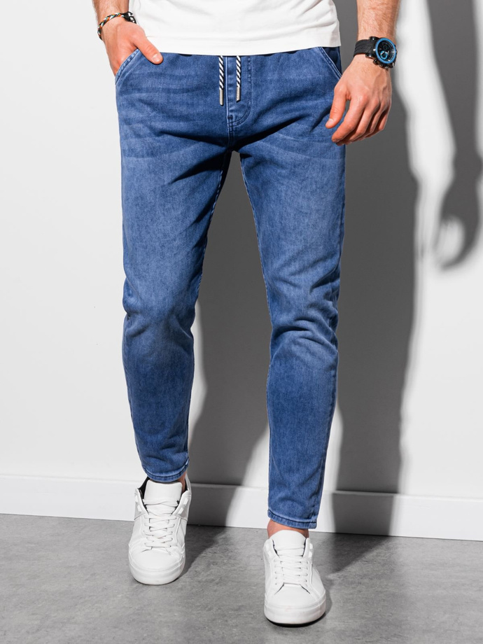 Spodnie męskie jeansowe CARROT FIT - ciemnoniebieskie P1057