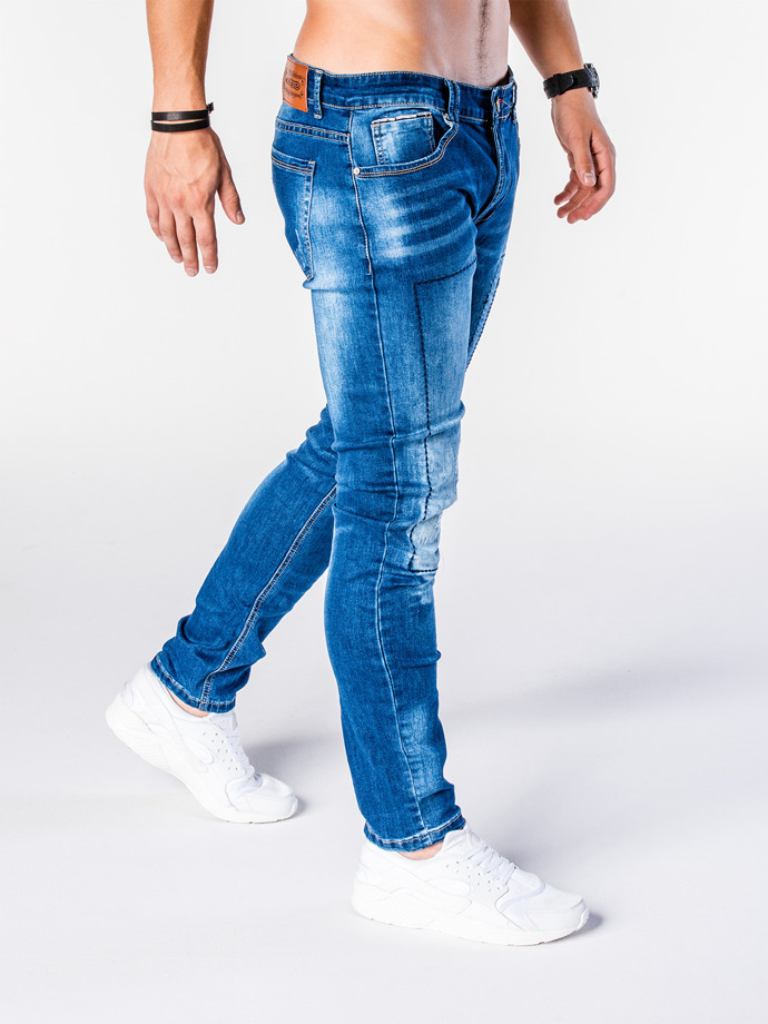 Spodnie męskie jeansowe P586 - niebieskie