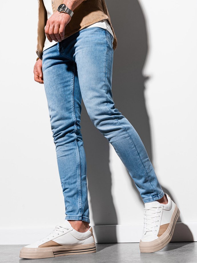 Spodnie męskie jeansowe SKINNY FIT - jasnoniebieskie P1007