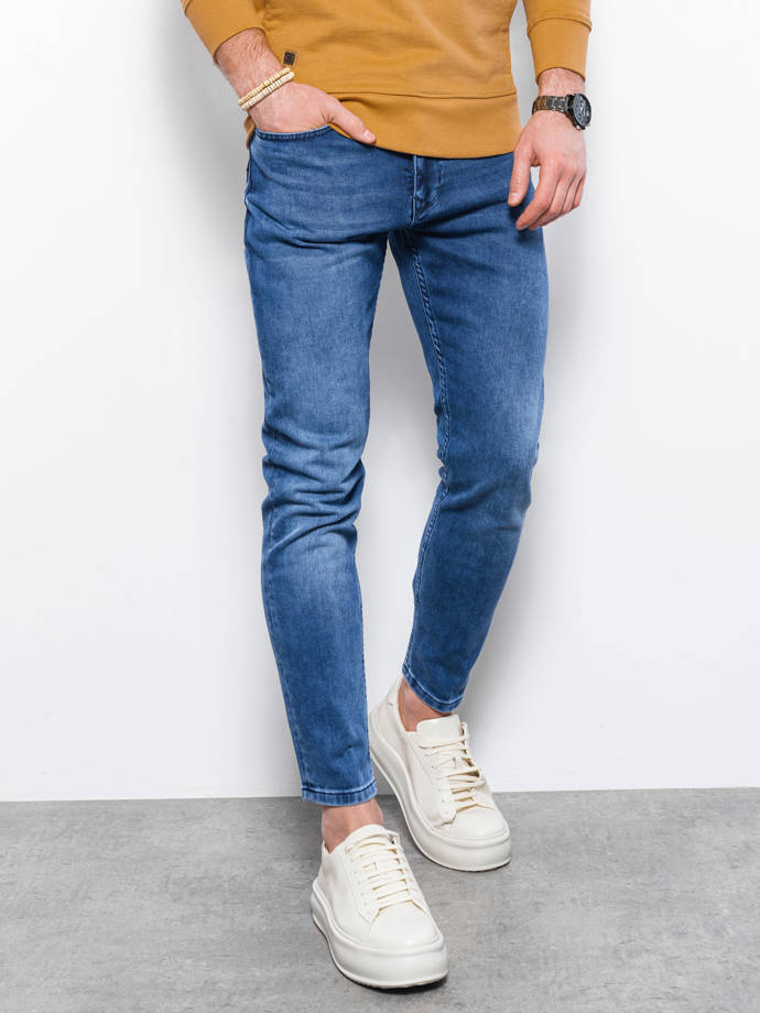 Spodnie męskie jeansowe SKINNY FIT - niebieskie P1007