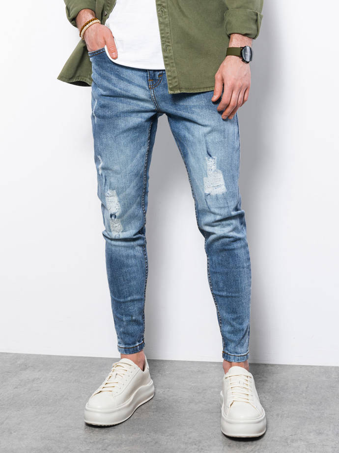 Spodnie męskie jeansowe SLIM FIT P1064 - jasnoniebieskie