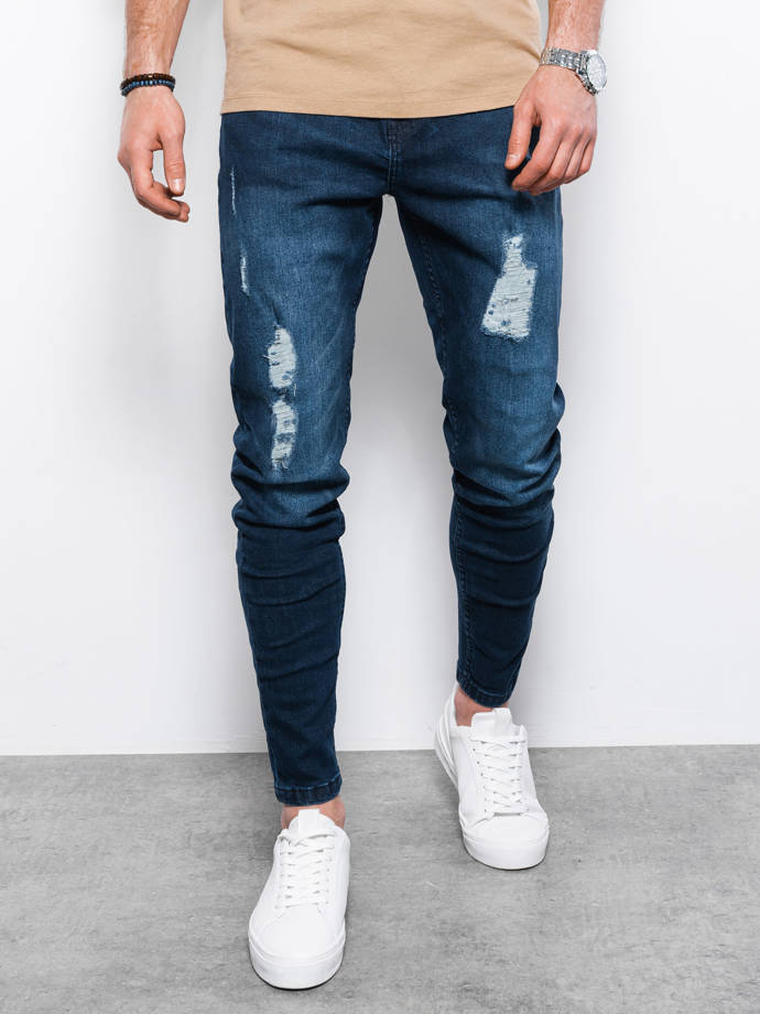 Spodnie męskie jeansowe SLIM FIT P1064 - niebieskie