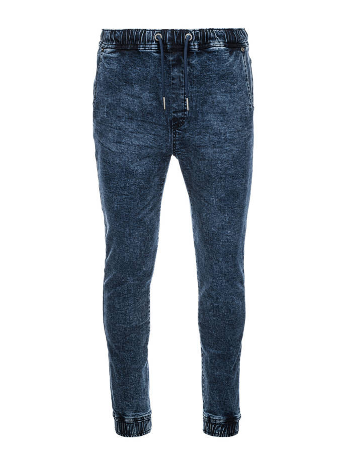 Spodnie męskie jeansowe joggery P1027 - niebieskie